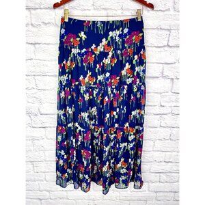 LAUREN RALPH LAUREN Women's Navy Floral A-Line Maxi Skirt US 4